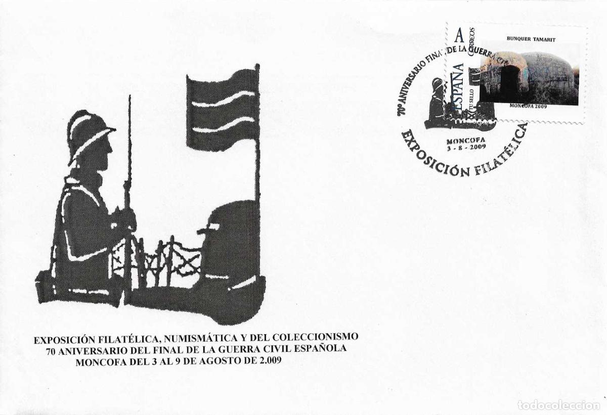 Sellos: RARO TU SELLO BUNQUER TAMARIT FINAL GUERRA CIVIL ESPA&Ntilde;OLA 70 ANIV, MONCOFA (CASTELLON) 2009 EN SOBRE