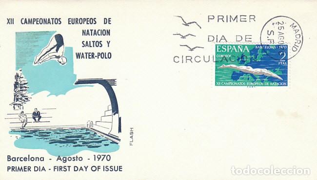 Sellos: EDIFIL 1989, CAMPEONATO MUNDIAL DE NATACION, PRIMER DIA DE 21-8-1970 ALFIL