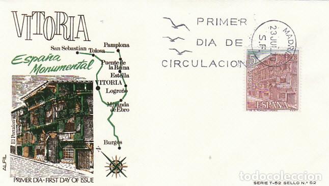Sellos: EDIFIL 1987, VITORIA, EL PORTALON, PRIMER DIA DE 23-7-1970, SOBRE DE ALFIL