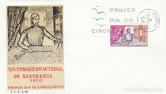 Sellos: EDIFIL 1988, CONGRSE MUNDIAL DE SASTRERIA, PRIMER DIA DE 21-8-1970 SOBRE DEL SFC