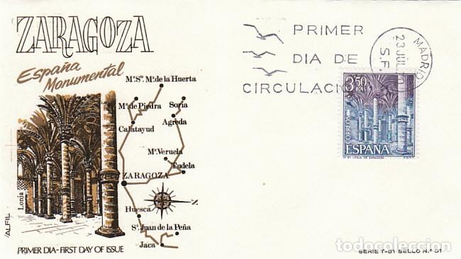 Sellos: EDIFIL 1986, ZARAGOZA, LA LONJA, PRIMER DIA DE 23-7-1970 SOBRE DE ALFIL