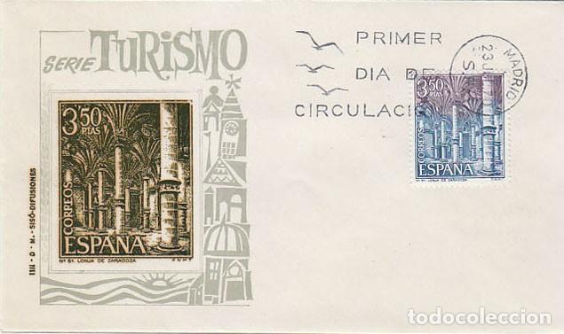 Sellos: EDIFIL 1986, ZARAGOZA, LA LONJA, PRIMER DIA DE 23-7-1970 SOBRE DE SISO