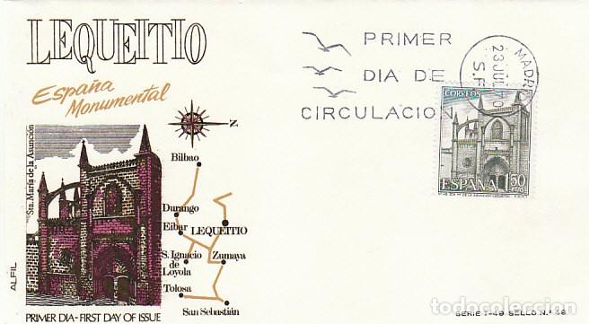 Sellos: Edifil 1984, LEQUEITIO (VISCAYA) IGLESIA DE LA ASUNCION. primer dia de 23-7-1970, SOBRE DE ALFIL