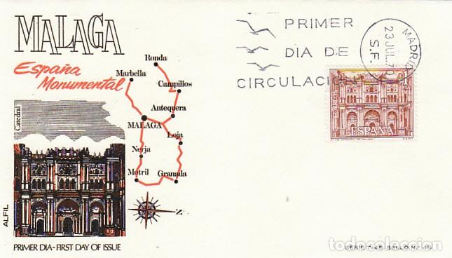 Briefmarken: Edifil 1983, MALAGA, LA CATEDRAL. primer dia de 23-7-1970, SOBRE DE ALFIL