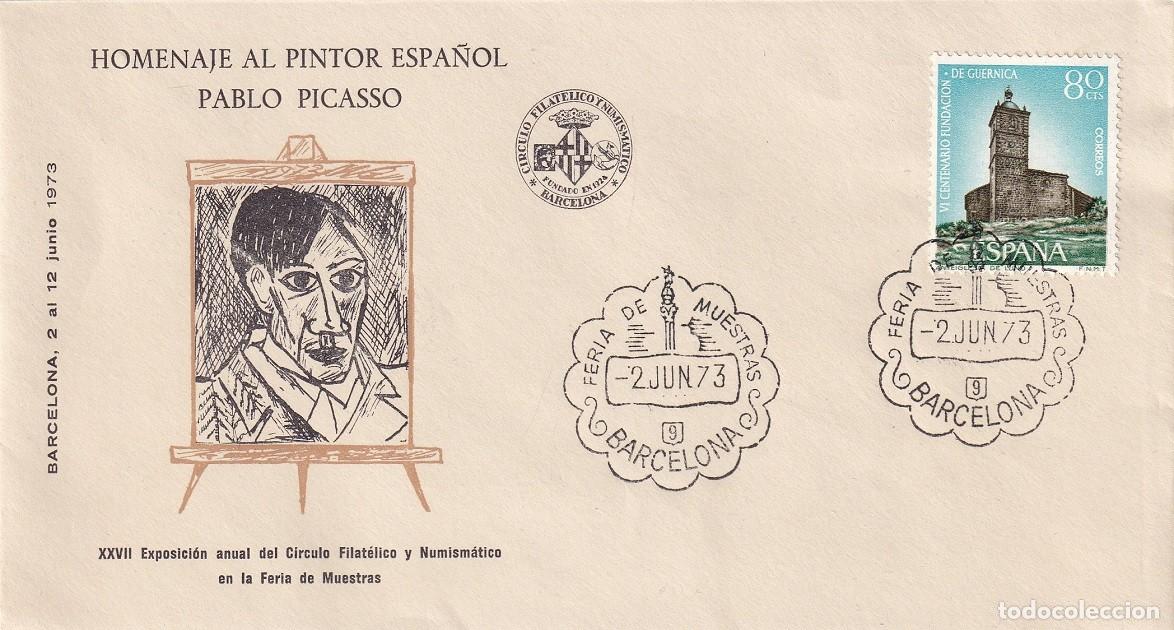 Sellos: Sobre Barcelona 1973 - Exposici&oacute;n filat&eacute;lica Feria de Muestras - Homenaje al pintor Pablo Picasso