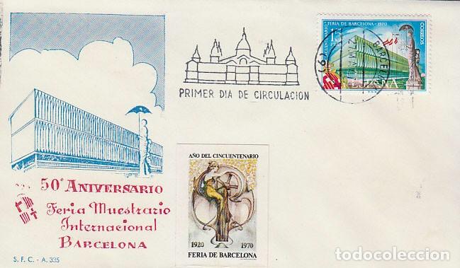 Sellos: EDIFIL 1975, 50 ANIVERSARIO DE LA FERIA DE MUESTRAS DE BARCELONA PRIMER DIA 27-5-1970 SFC CON VI&Ntilde;ETA