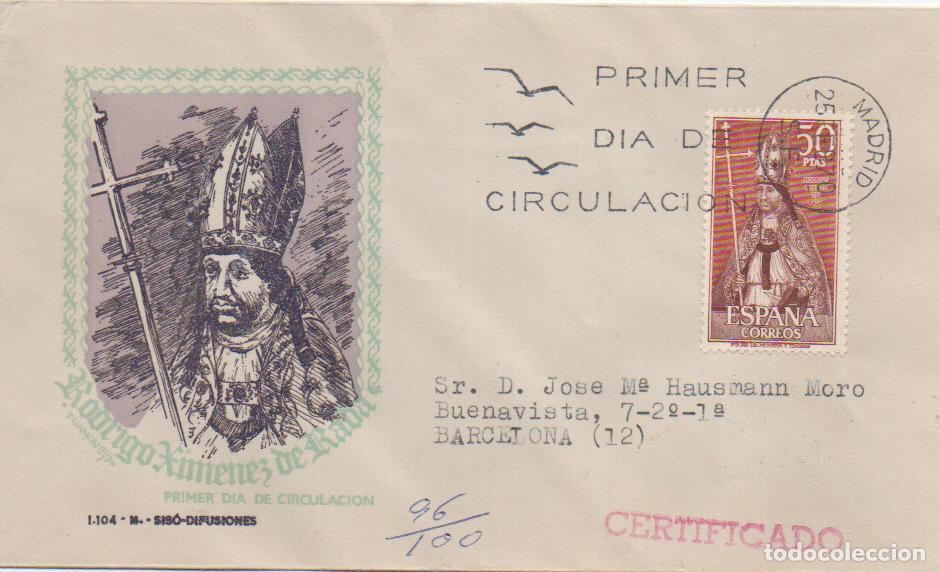 Sellos: Edifil n&ordm; 1962, Rodrigo Xim&eacute;nez de Rada, PRIMER DIA DE 25-2-1970, SOBRE DE SISO