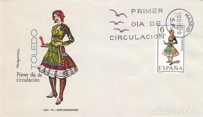 Sellos: EDIFIL 1960, TRAJE REGIONAL DE TOLEDO, PRIMER DIA DEL A&Ntilde;O 1970 SOBRE DE SISO
