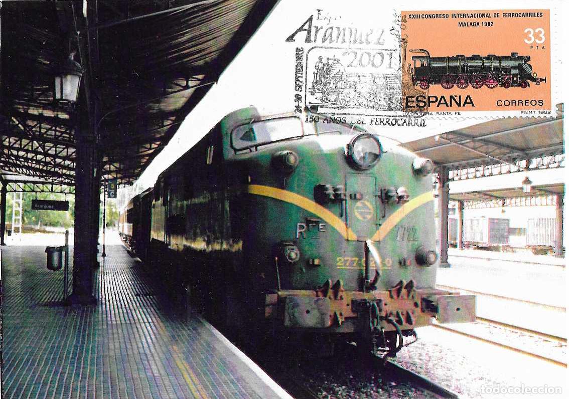 Sellos: TRENES 150 ANIVERSARIO FERROCARRIL MADRID-ARANJUEZ, ARANJUEZ 2001. MATASELLOS EN TARJETA RARO ASI