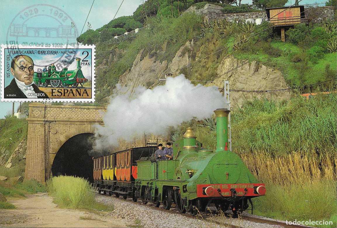 Sellos: TRENES FERROCARRIL REAPERTURA ESTACION DE FRANCA BARCELONA 1992 MATASELLOS TARJETA MOD 4 VER REVERSO