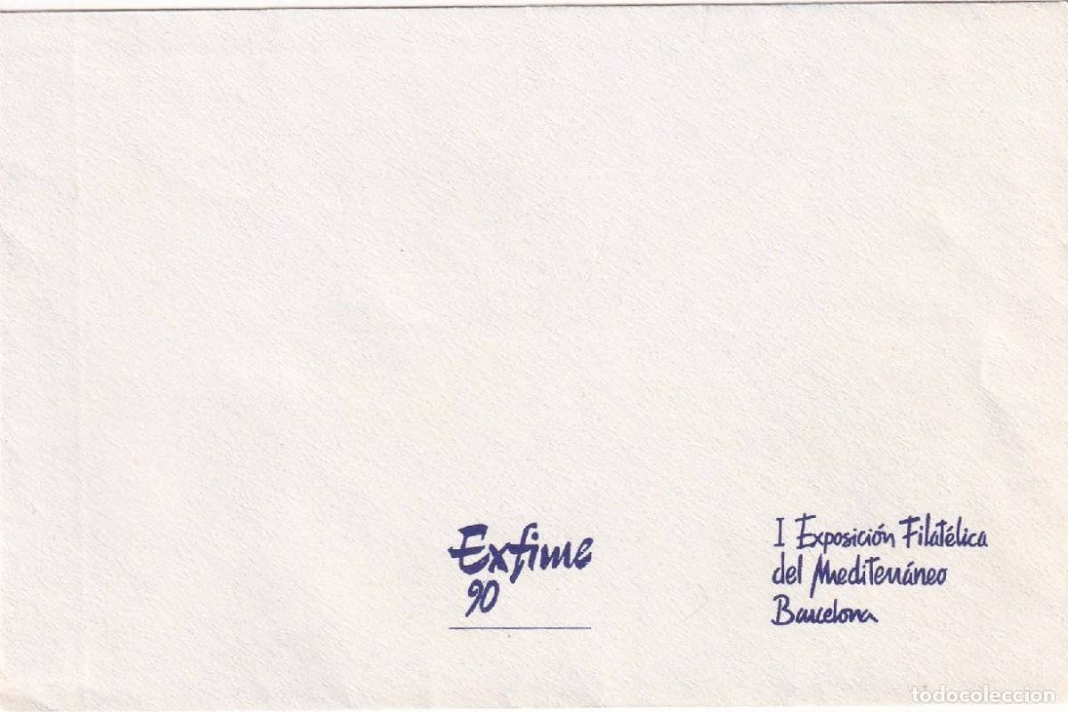 Sellos: Peque&ntilde;o sobre de Exfime 90 - I Exposici&oacute;n Filat&eacute;lica del Mediterr&aacute;neo Barcelona 1990