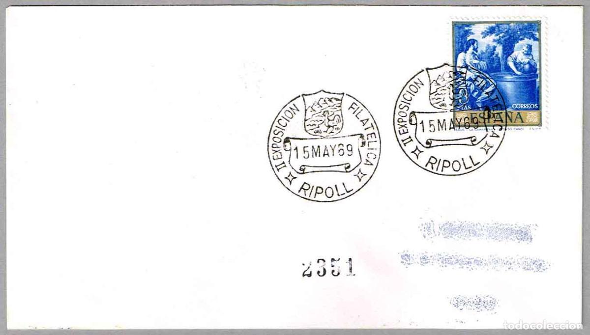 Sellos: Matasellos II EXPOSICION FILATELICA. Ripoll, Girona, 1969
