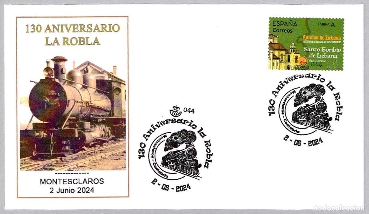 Sellos: Matasellos 130 ANIVERSARIO FERROCARRIL LA ROBLA. Montesclaros, Cantabria, 2024