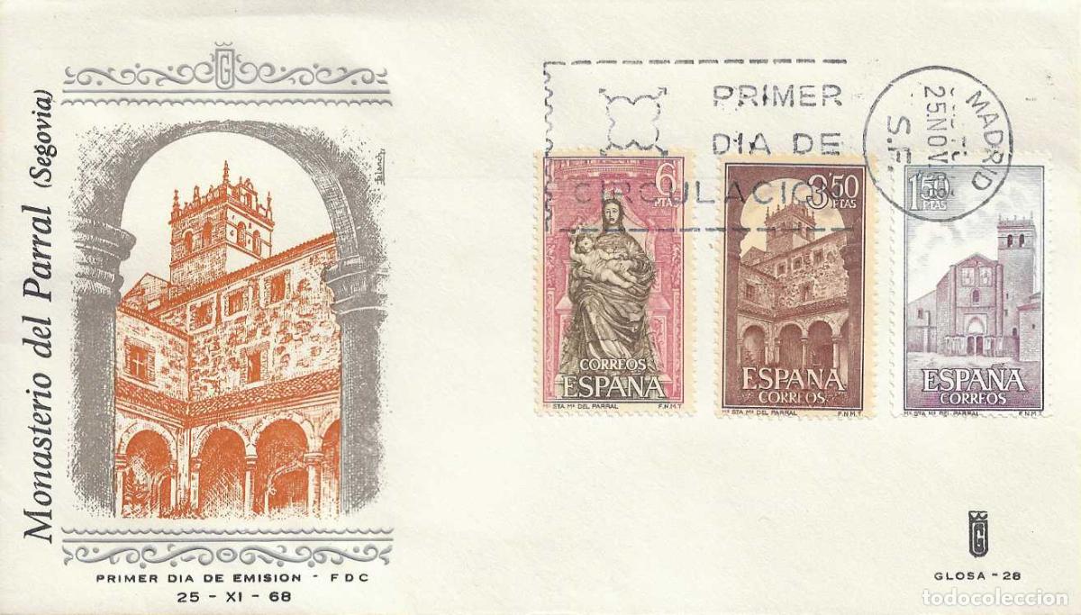 Sellos: MONASTERIO DE SANTA MARIA DEL PARRAL SEGOVIA 1968 (EDIFIL 1894/96) SPD SIN CIRCULAR GLOSA RARO ASI