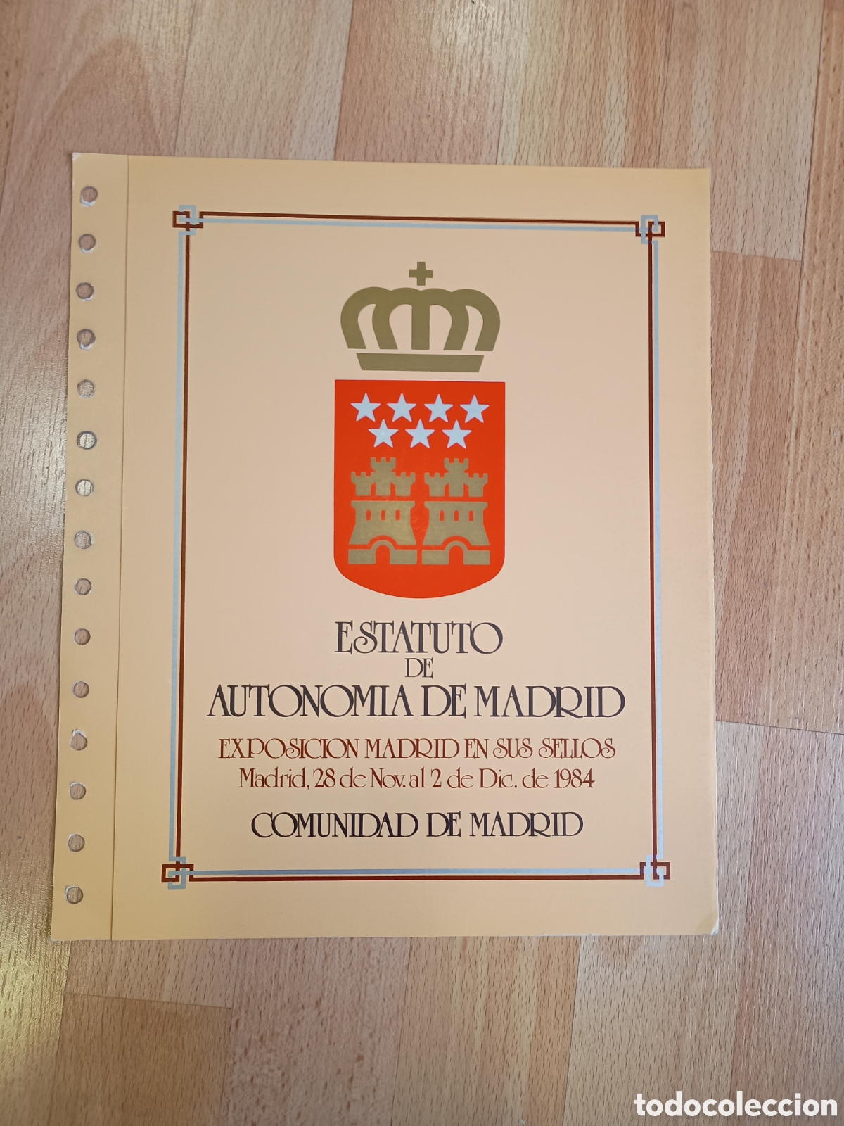Sellos: ESPA&Ntilde;A 1984 - EXPOSICI&Oacute;N FILAT&Eacute;LICA DE MADRID - DOCUMENTO FILAT&Eacute;LICO N&deg; 1