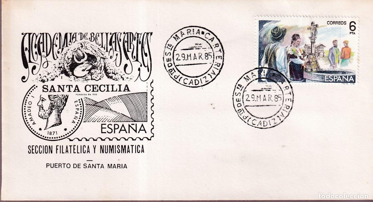 Sellos: SOBRE ACADEMIA DE BELLAS ARTES SANTA CECILIA - PUERTO DE SANTA MARIA - MATASELLO CARTER&Iacute;A 1985