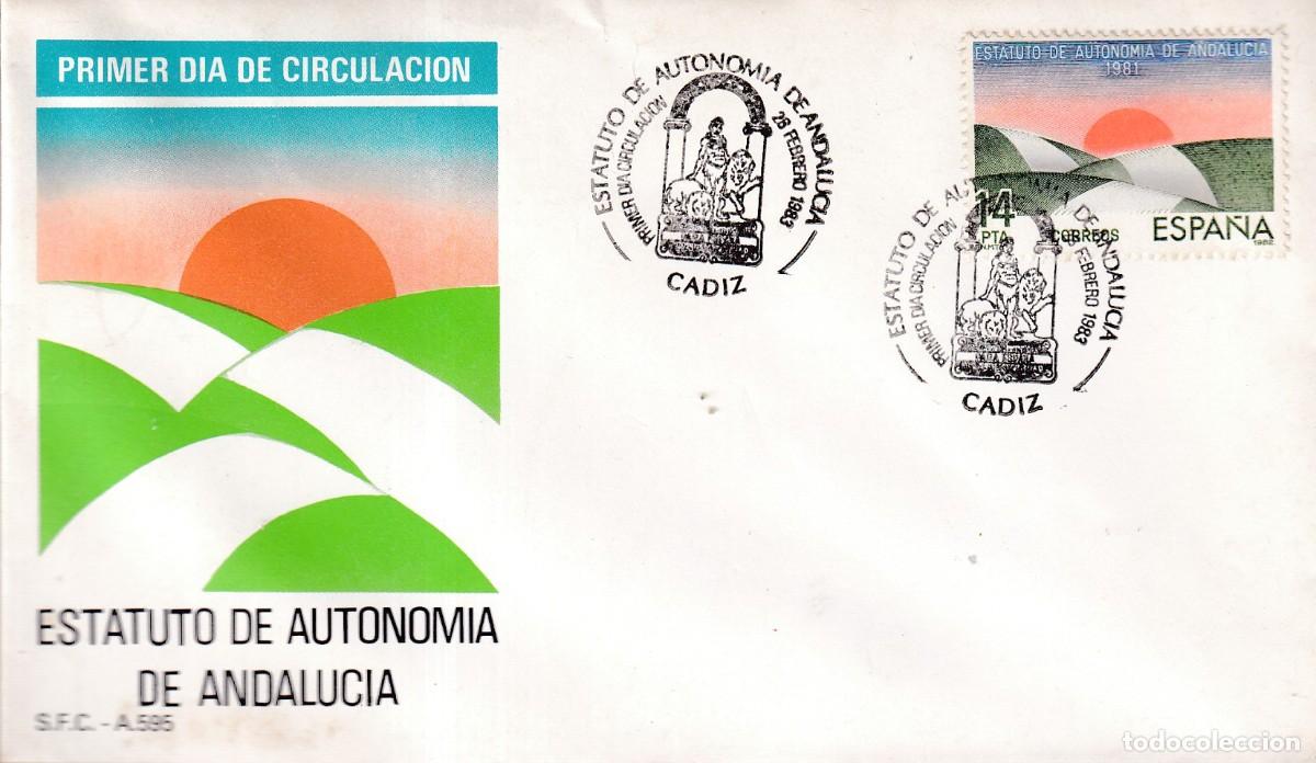 Sellos: CADIZ 1983 - ESTATUTO DE AUTONOMIA DE ANDALUCIA - PRIMER DIA DE CIRCULACION