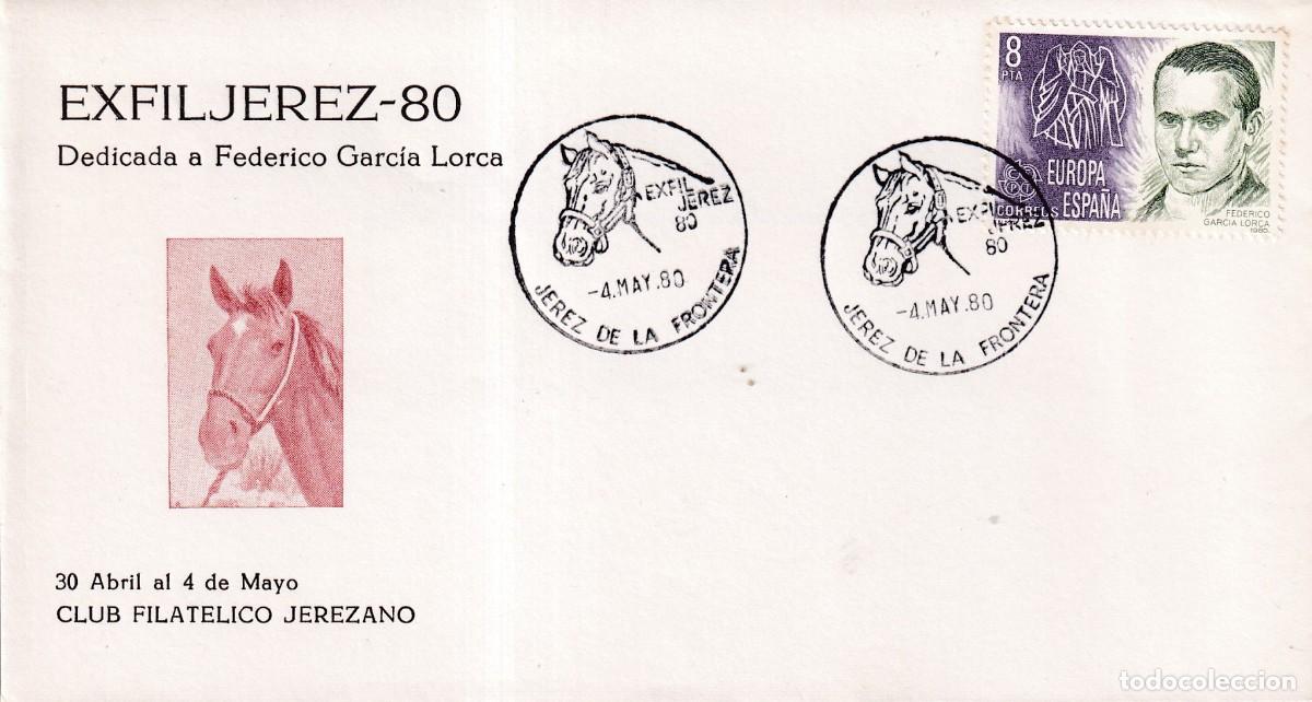 Sellos: JEREZ 1980 - EXFILJEREZ 80 - DEDICADA A FEDERICO GARCIA LORCA - CLUB FILATELICO JEREZANO
