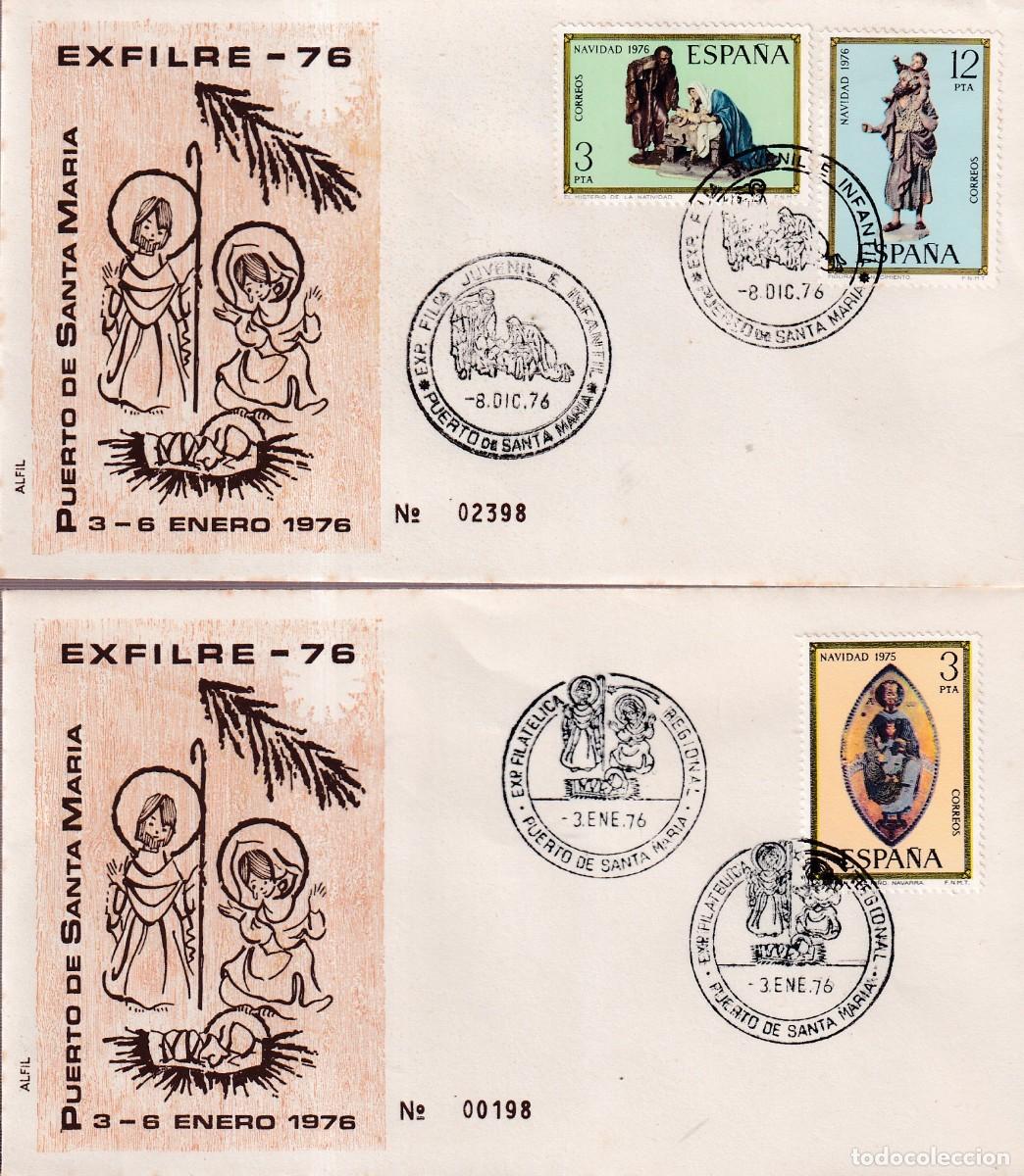 Sellos: PUERTO DE SANTA MARIA 1976 - EXFILRE-76 EN SOBRE ALFIL + MATASELLOS EXP.FIL JUVENIL EN SOBRE EXFILRE