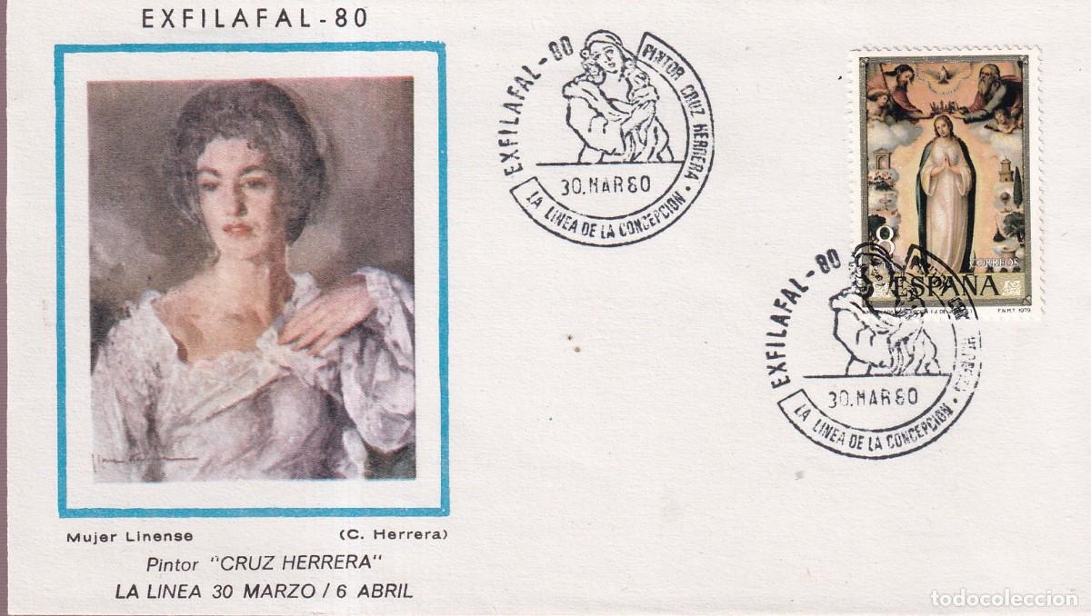 Sellos: LA LINEA - 1980 - EXFILAFAL-80 - SOBRE PINTOR CRUZ HERRERA - FOTO ADICIONAL