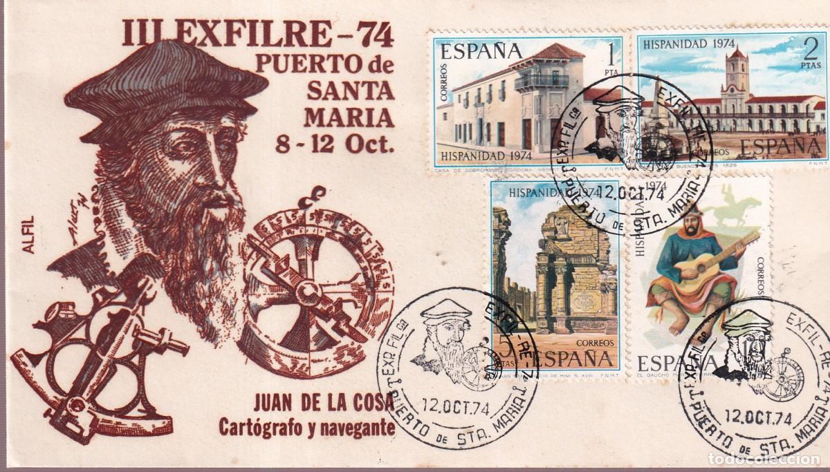 Sellos: JUAN DE LA COSA EXFIL-RE 74, PUERTO SANTA MARIA (CADIZ) 12 OCTUBRE 1974. MATASELLOS EN SOBRE ALFIL