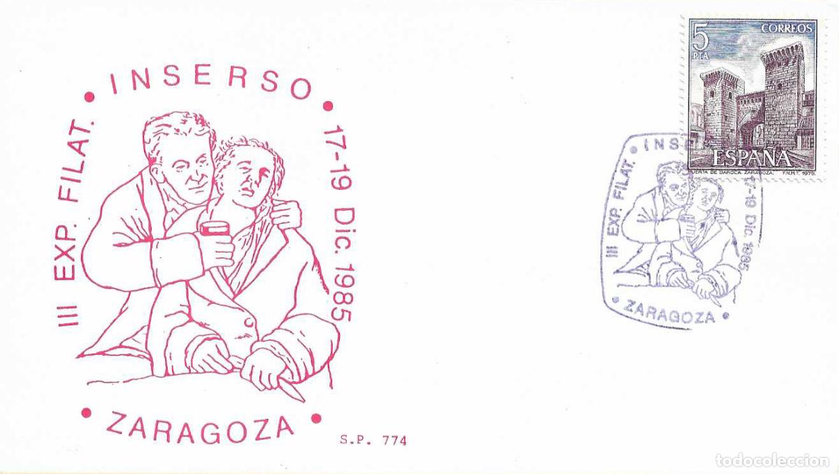 Sellos: MEDICINA PINTURA GOYA A SU MEDICO ARRIETA EXPO INSERSO ZARAGOZA 1985. RARO MATASELLOS EN TARJETA SP