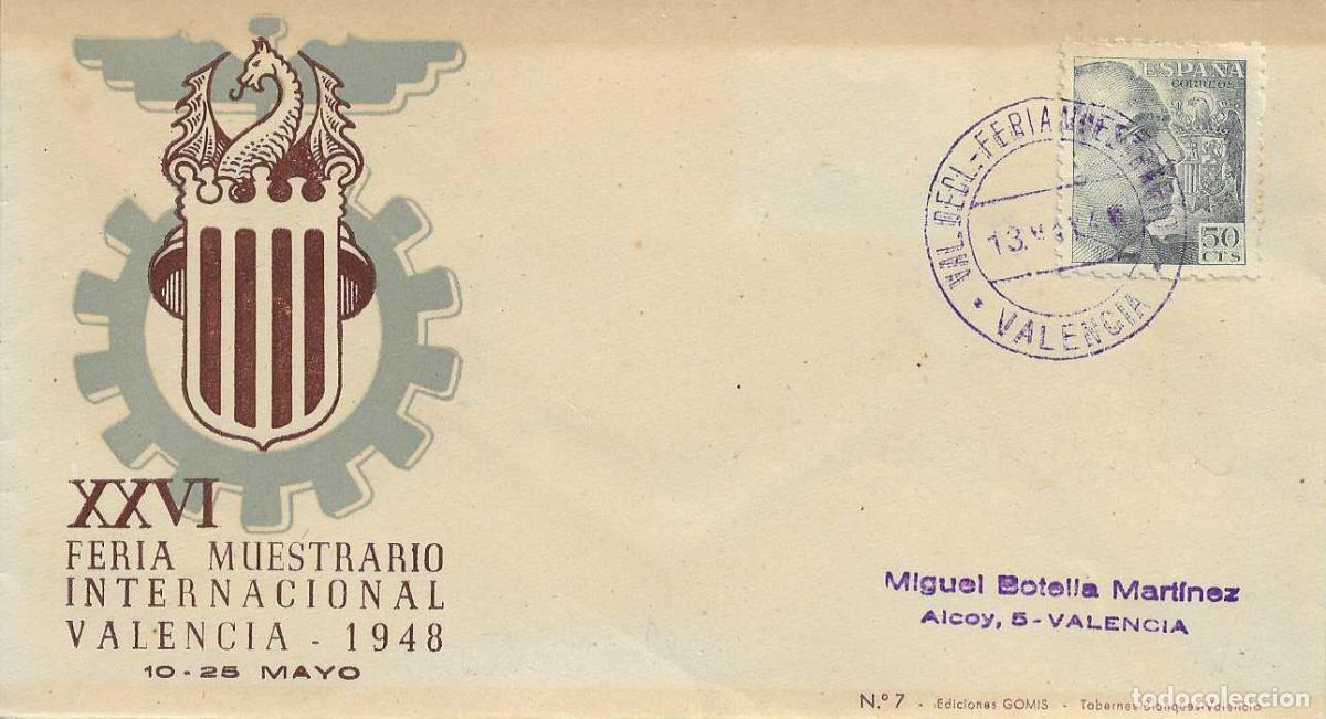 Sellos: MUY RARO NO CATALOGADO ALFIL VALORES DECLARADOS FERIA MUESTRARIO, VALENCIA 1948. MATASELLOS SOBRE EG