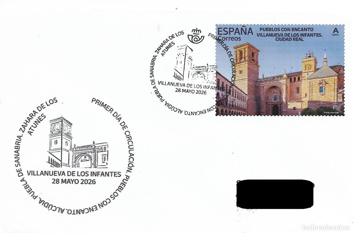 Sellos: ESPA&Ntilde;A. SOBRE PRIMER DIA. VILLANUEVA DE LOS INFANTES. 2026