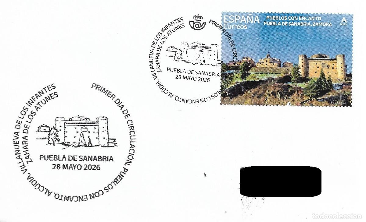 Sellos: ESPA&Ntilde;A. SOBRE PRIMER DIA. CASTILLO. PUEBLA DE SANABRIA. 2026