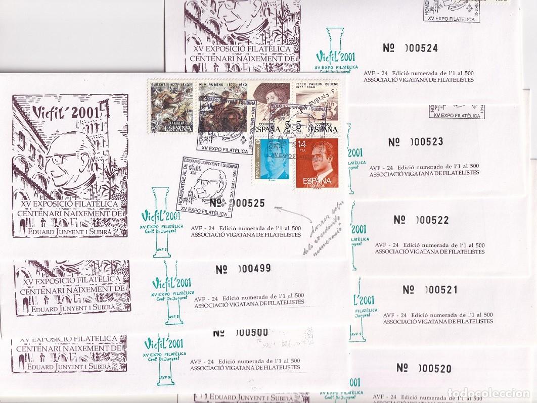 Timbres: RAREZA FUERA DE TIRADA &uacute;ltimos 6 / 8 Sobres Vic 2001 (2 &uacute;ltimos oficiales) - Vicfil Eduard Junyent