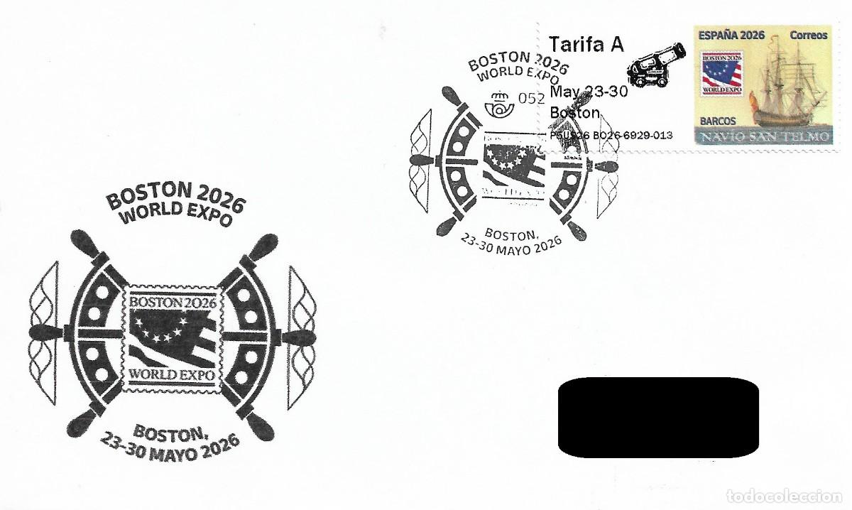 Sellos: ESPA&Ntilde;A. MATASELLOS ESPECIAL. WORLD EXPO. BOSTON. 2026. ATM