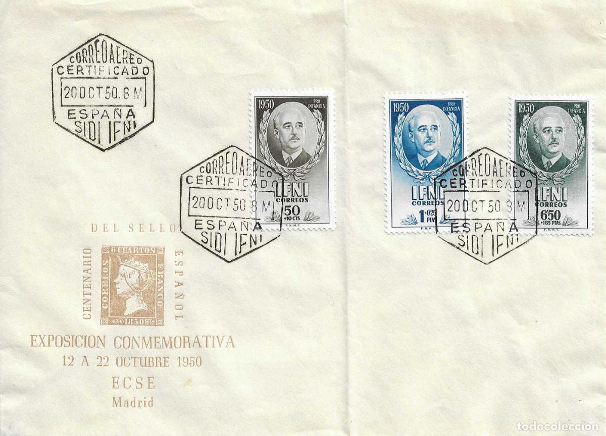 Francobolli: IFNI GENERAL FRANCO PRO INFANCIA 1950 (EDIFIL 68/70) SPD DE ECSE CENTENARIO SELLO ESPA&Ntilde;OL MUY RARO
