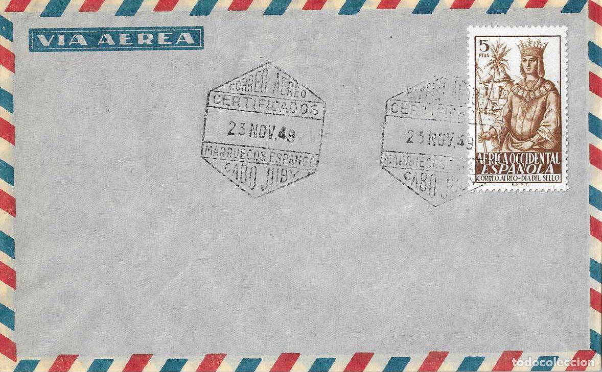 Sellos: MUY RARO ISABEL LA CATOLICA DIA SELLO COLONIAL AFRICA OCCIDENTAL 1949 (EDIFIL 2) SPD AEREO CABO JUBY