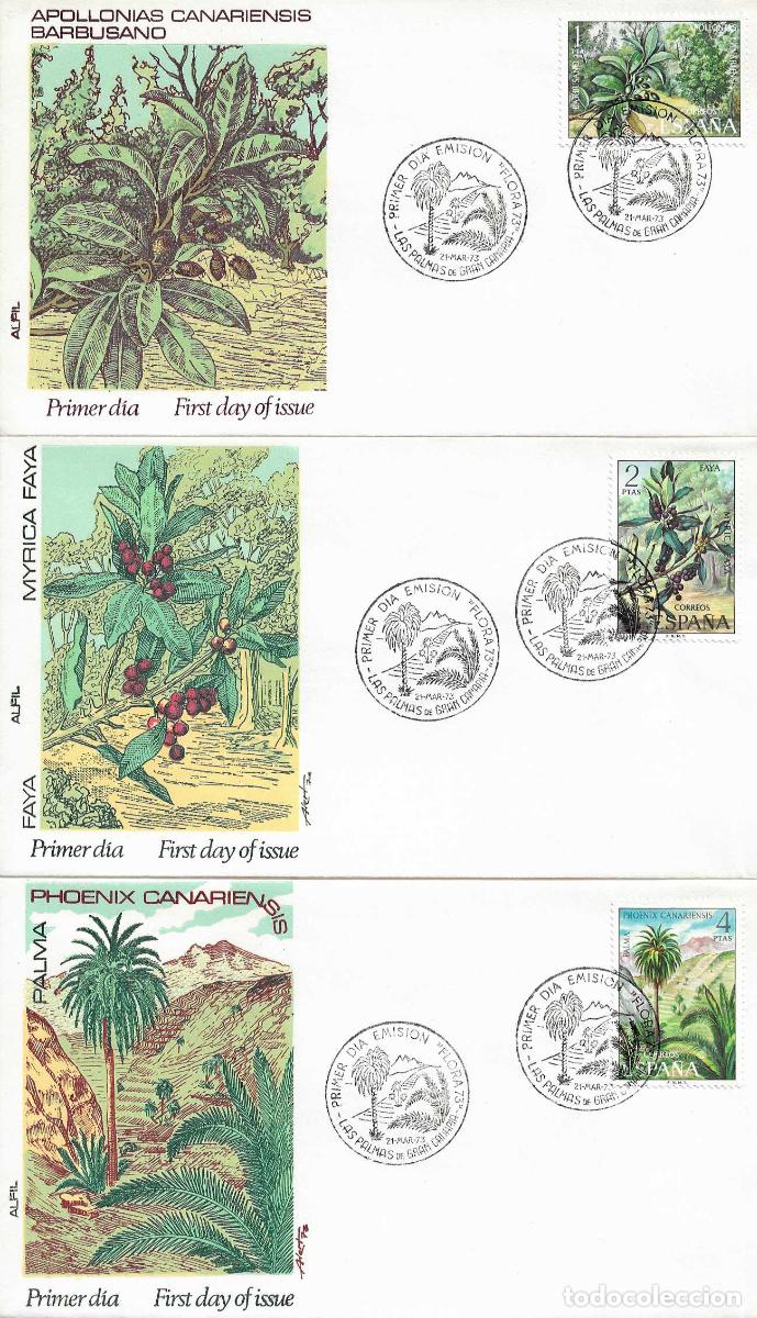 Sellos: FLORA 1973 (EDIFIL 2120/24) EN CINCO SPD DE ALFIL MATASELLOS LAS PALMAS (CANARIAS) RAROS ASI VER