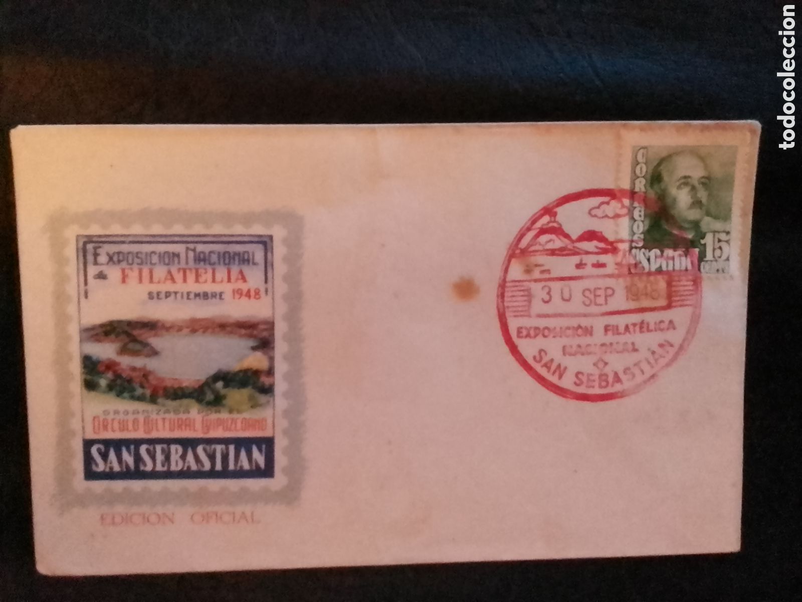 Sellos: Exposici&oacute;n Nacional de Filatelia SAN SEBASTI&Aacute;N 1948