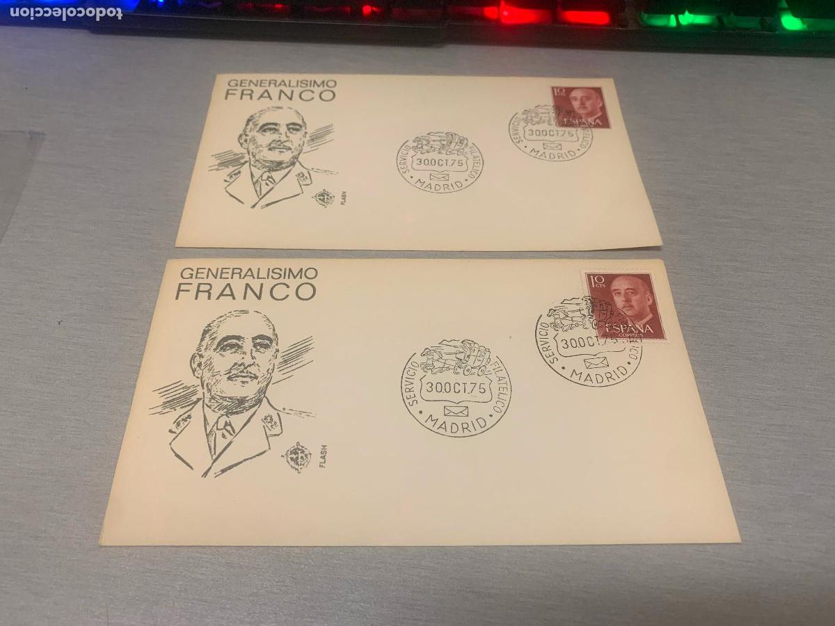 Selos: GENERAL&Iacute;SIMO FRANCO - FLASH SERVICIO FILAT&Eacute;LICO / LOTE CON 2 SOBRES