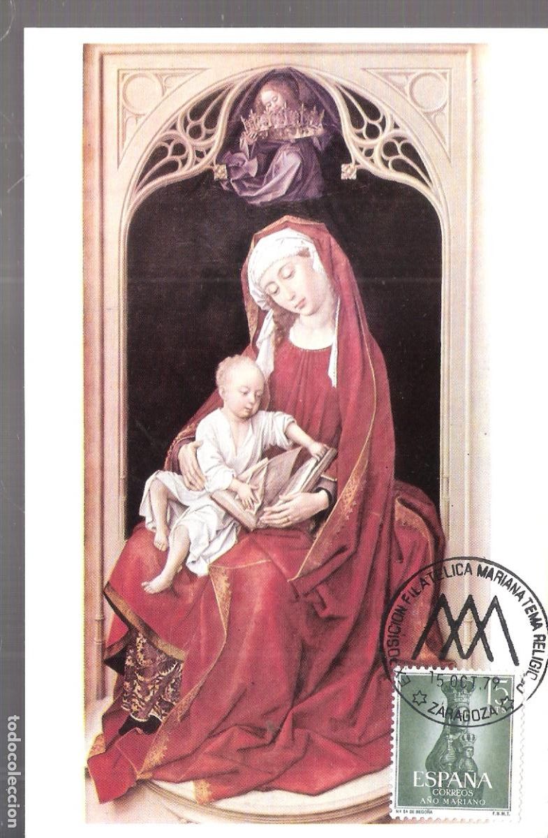 Sellos: La virgen con el Ni&ntilde;o. Van der Weiden. Exposici&oacute;n filat&eacute;lica mariana. Zaragoza. Octubre 1979.