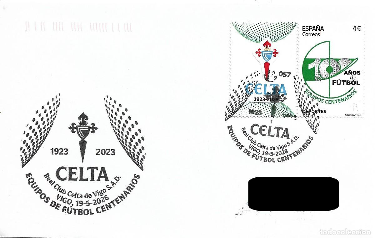 Sellos: ESPA&Ntilde;A. MATASELLOS ESPECIAL. EQUIPOS DE FUTBOL CENTENARIOS. REAL CLUB CELTA DE VIGO. 2026