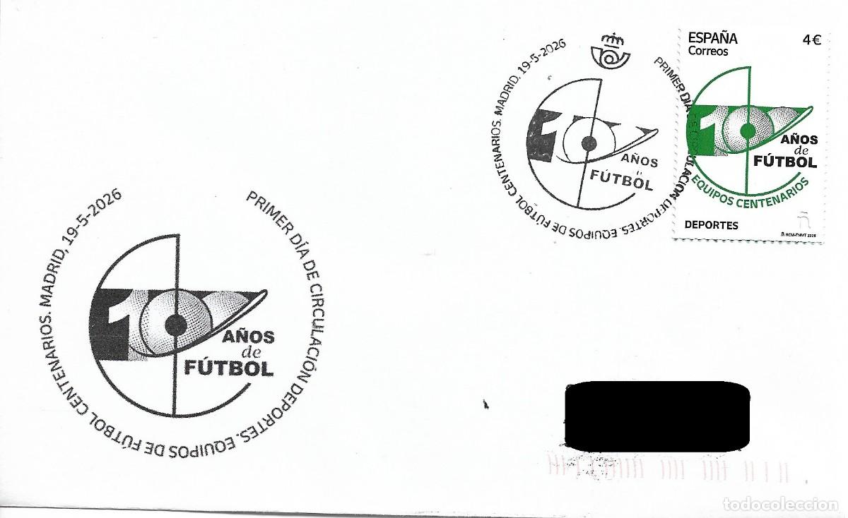 Sellos: ESPA&Ntilde;A. MATASELLOS ESPECIAL. EQUIPOS DE FUTBOL CENTENARIOS. 2026