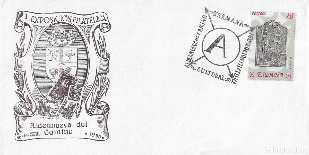 Sellos: 8&ordf; SEMANA CULTURAL I EXPOSICION FILAT, ALDEANUEVA DEL CAMINO (CACERES) 1990 RARO MATASELLOS EN SOBRE
