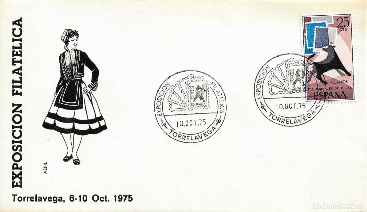 Sellos: EXPOSICION FILATELICA, TORRELAVEGA (SANTANDER) 10 OCTUBRE 1975 MATASELLOS EN SOBRE DE ALFIL RARO ASI