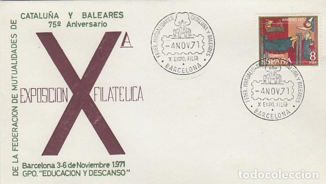 Sellos: A&Ntilde;O 1971, 75 ANIVERSARIO DE LA FEDERACION DE MUTUALIDADES DE CATALU&Ntilde;A Y BALEARES, SOBRE OFICIAL