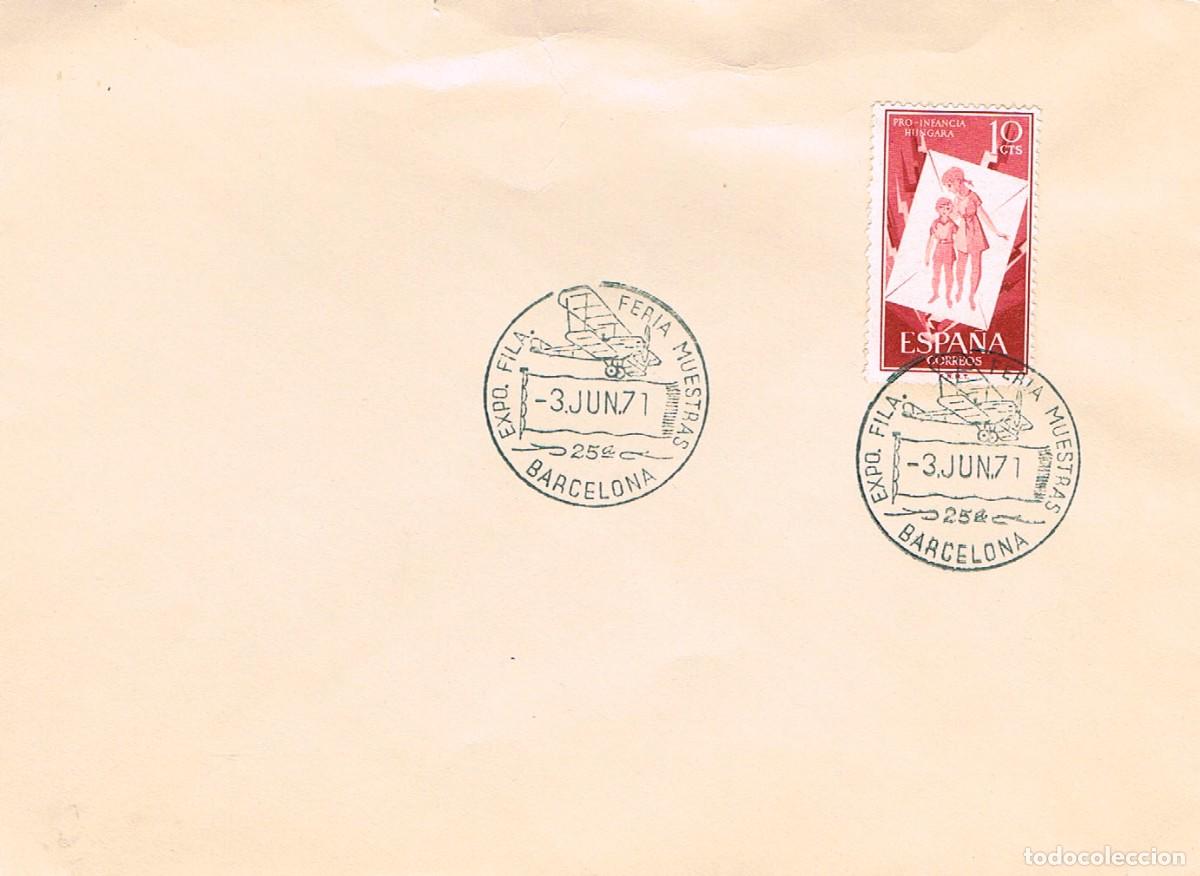 Sellos: A&Ntilde;O 1971, AVION ANTIGUO, FERIA DE MUESTRAS BARCELONA, 50 ANIVERSARIO DEL CORREO AEREO