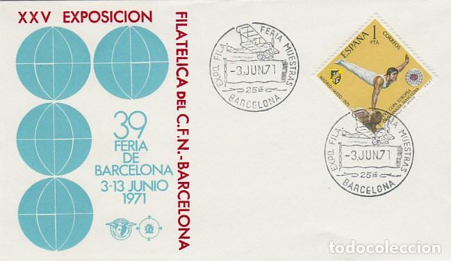 Sellos: A&Ntilde;O 1971, AVION ANTIGUO, FERIA DE MUESTRAS BARCELONA, 50 ANIV&ordm; DEL CORREO AEREO, OFICIAL