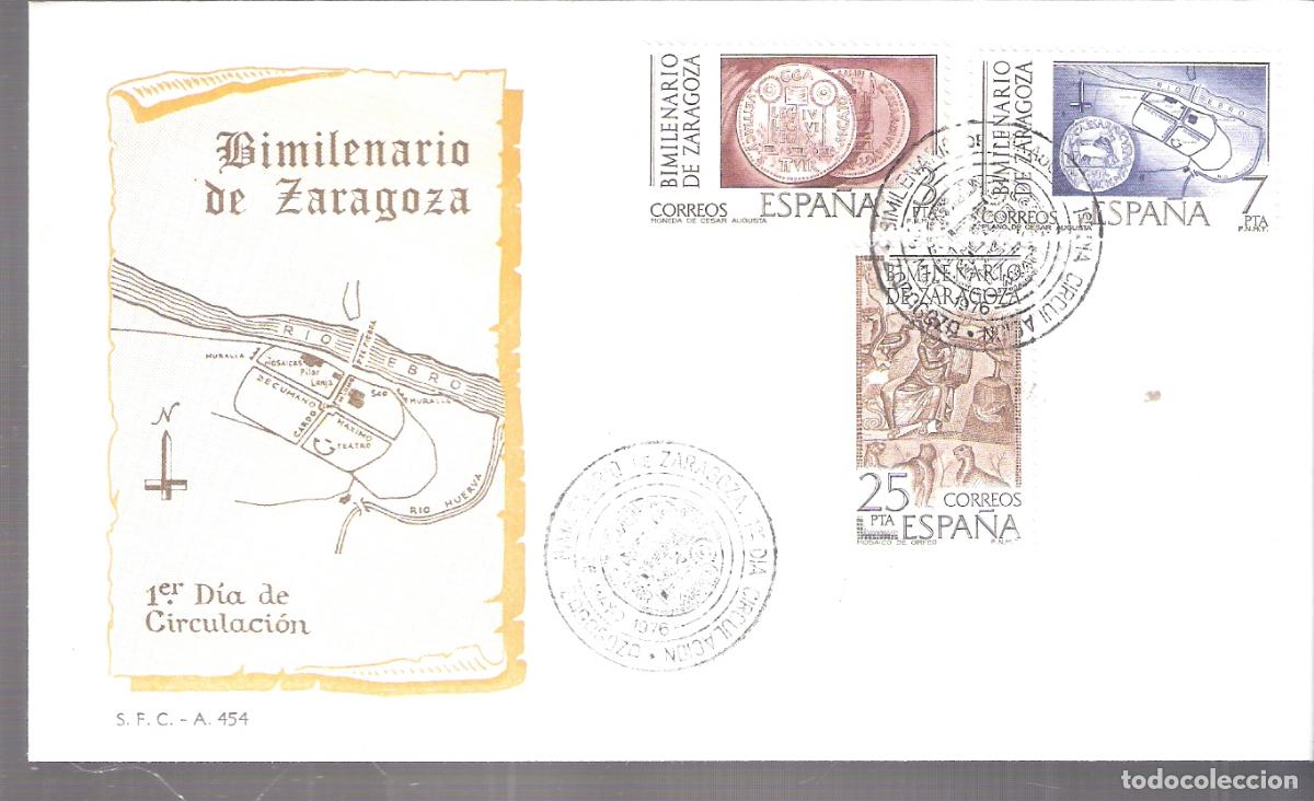 Sellos: Bimilenario de Zaragoza. Sobre Primer d&iacute;a. 26 de mayo de 1976. Sobre y matasellos.