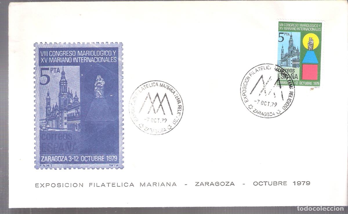 Sellos: VIII Congreso Nacional Mariol&oacute;gico. .XV Mariano Internacional. Zaragoza. Octubre 1979. Sobre 1er di