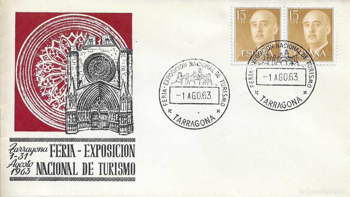 Sellos: TURISMO FERIA EXPOSICION NACIONAL, TARRAGONA 1 AGOSTO 1963. MATASELLOS SOBRE SIN CIRCULAR ALFIL WXZ