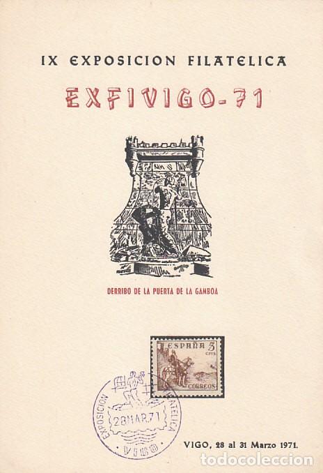 Sellos: A&Ntilde;O 1971, DERRIBO PUERTA DE GAMBOA, VIGO, TARJETA RECUERDO, Batalla Puentesampayo, Guerra