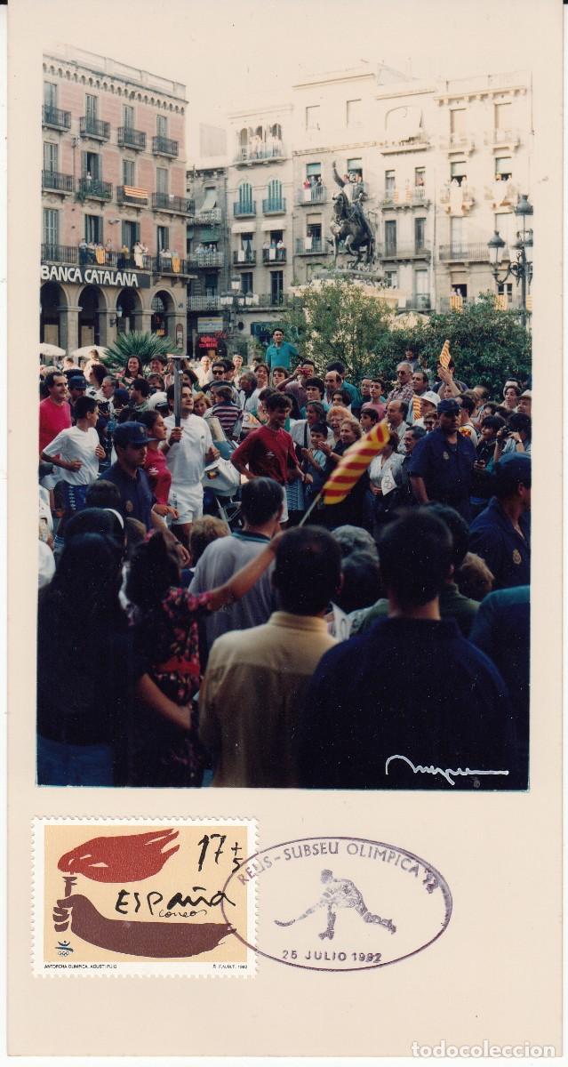 Briefmarken: BARCELONA 92 - FOTOGRAF&Iacute;A LLEGADA ANTORCHA OL&Iacute;MPICA CON MATASELLOS REUS SUBSEU OLIMPICA