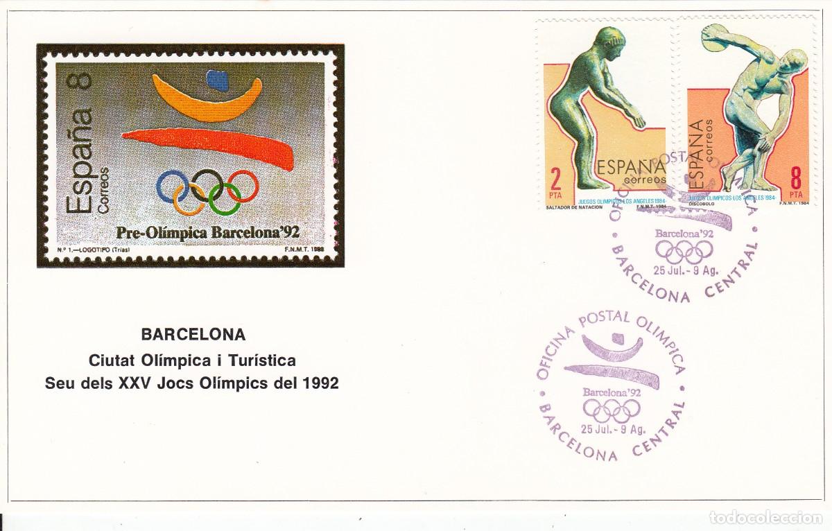 Briefmarken: BARCELONA 92 - MATASELLOS OFICINA POSTAL OL&Iacute;MPICA EN TARJETA